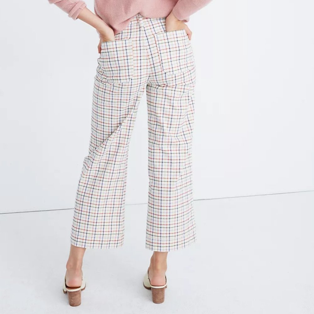 Emmett Wide-Leg Crop Pants in Rainbow Windowpane